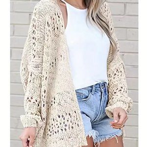 *New* Ecru open weave soft cardigan 1X